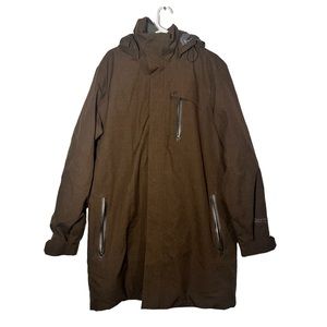 Marmot Uptown Jacket Men’s Brown Waterproof Warm Coat Full Zip Button Size Large